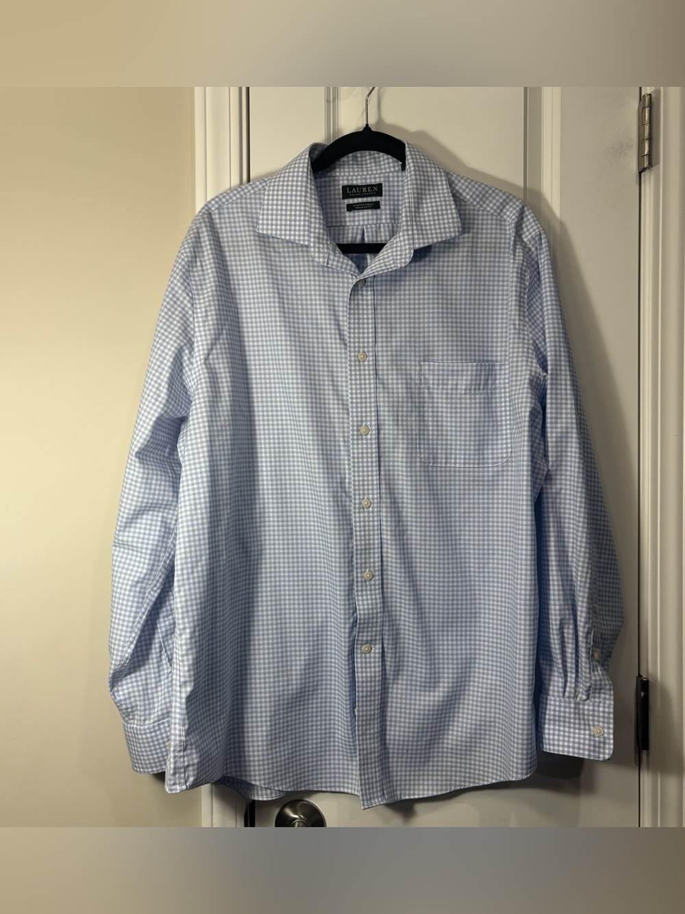 Polo Ralph Lauren Shirt Blue and White Long Sleeve Plaid Button-Up Shirt Sz XL